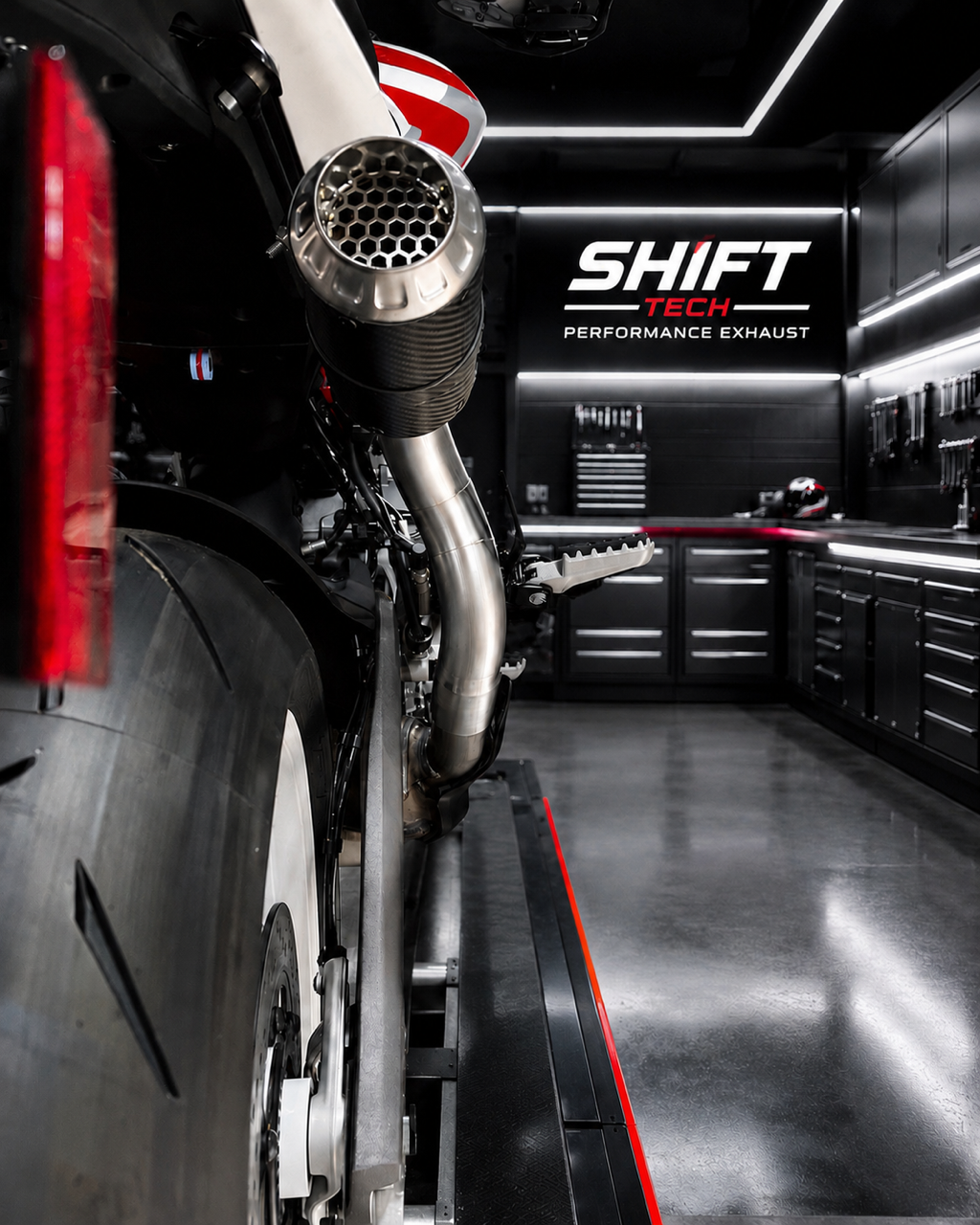 ST2027 Shift-Tech Hypermotard V2 Carbon/Stainless GP Hypertension Mid Mount Slipon Exhaust Regular price