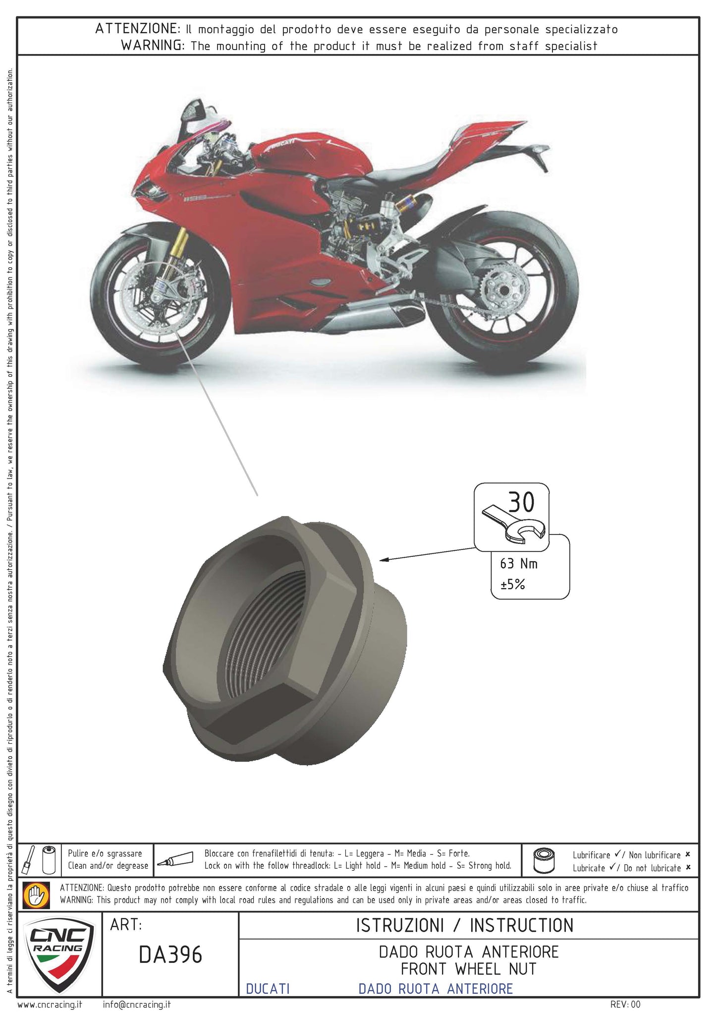 Nut axle front Ducati Hypermotard 698 Mono