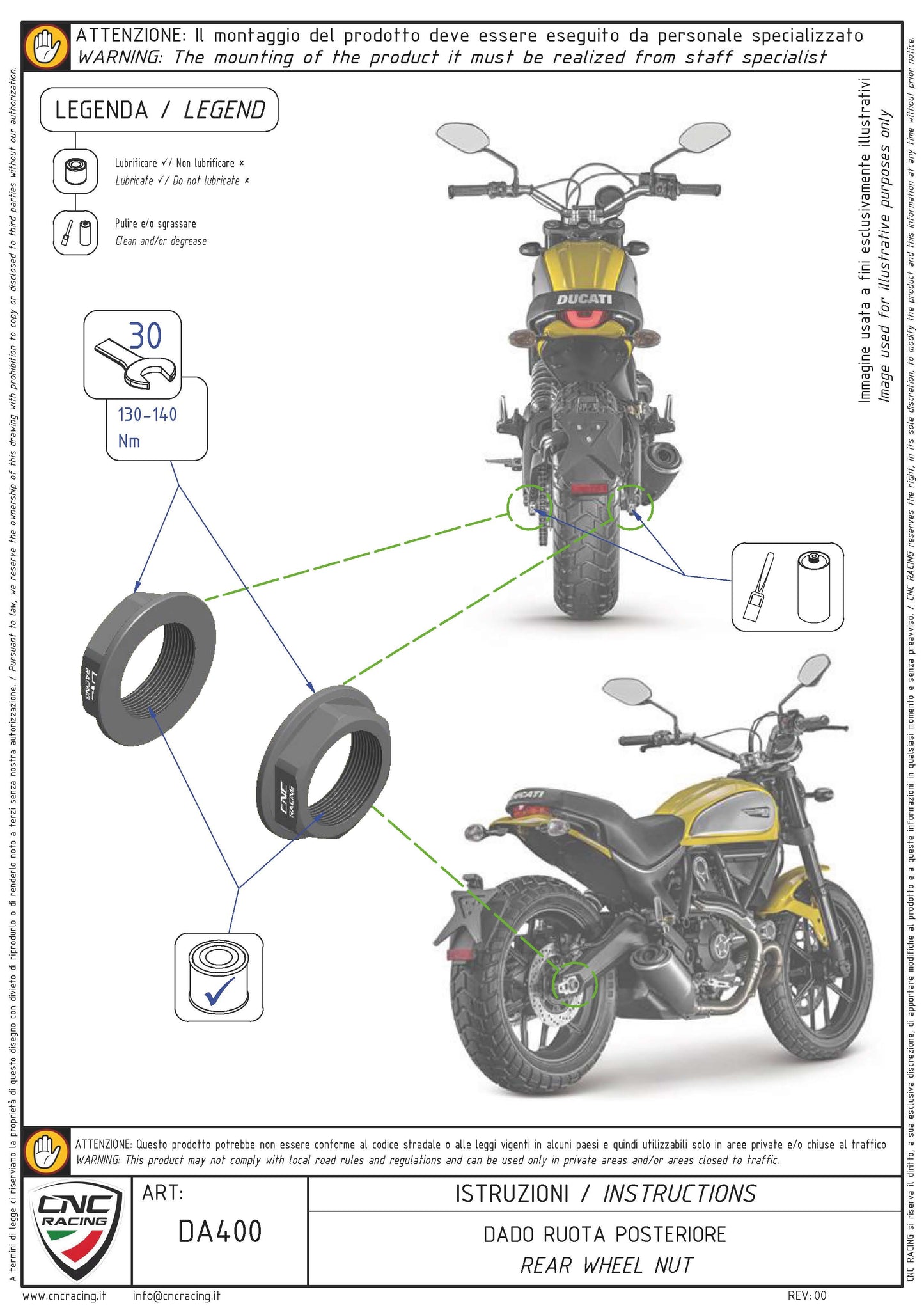 Nut axle rear Ducati Hypermotard 698 Mono