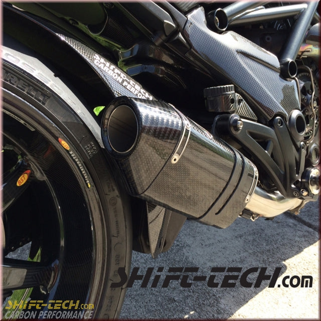 ST857 SHIFT-TECH DIAVEL CARBON SLIP-ON EXHAUST KIT 11'-18' -- With the Updated Muffler End Cap 