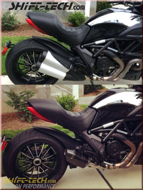 ST857 SHIFT-TECH DIAVEL CARBON SLIP-ON EXHAUST KIT 11'-18' -- With the Updated Muffler End Cap 